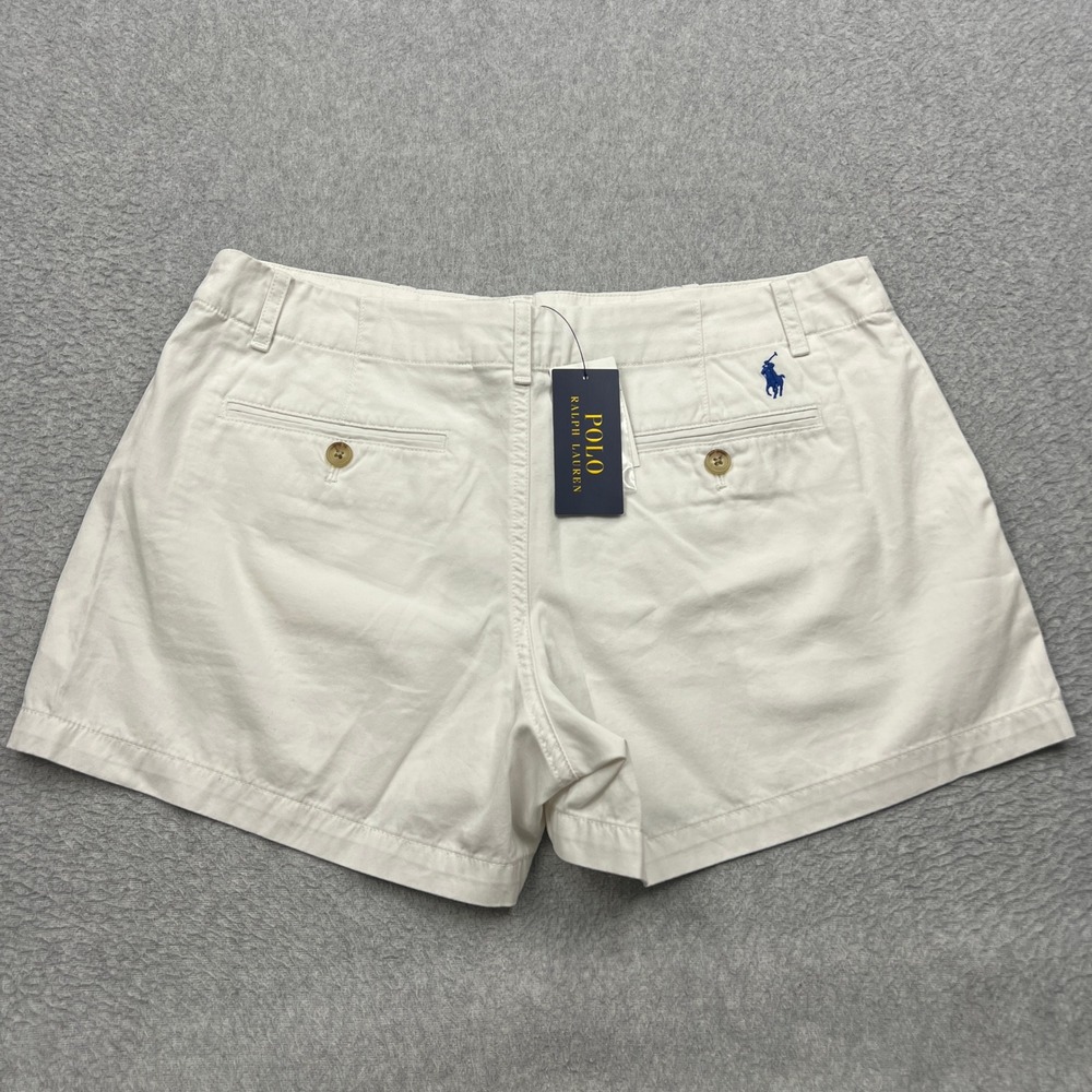 NEW Polo Ralph Lauren Shorts Womens 6 White Cotton 4" Chino Embroidered Pony
